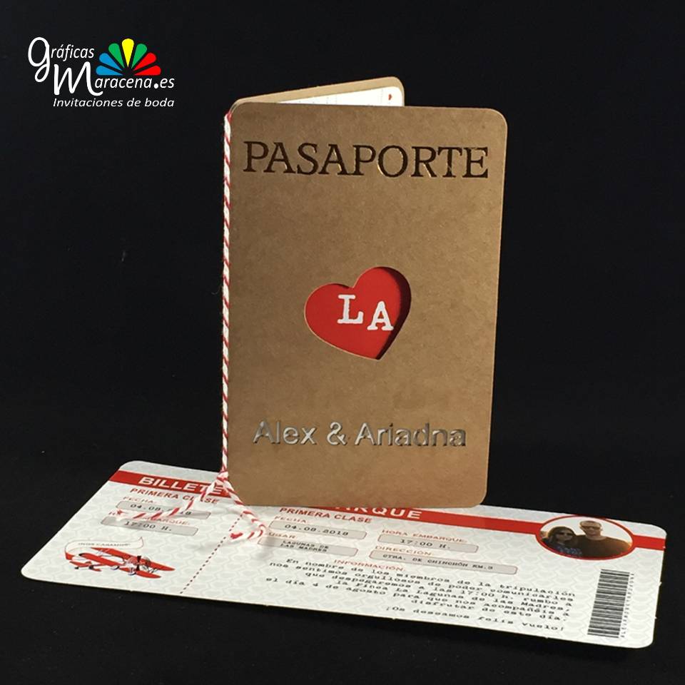 #InvitacionDeBoda_Billete_Avion_Graficasmaracena