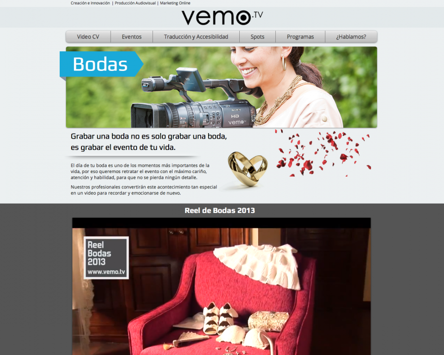 Página web: reel de bodas