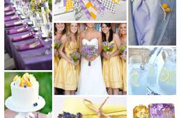 Inspiración para bodas en lavanda, gris y limón