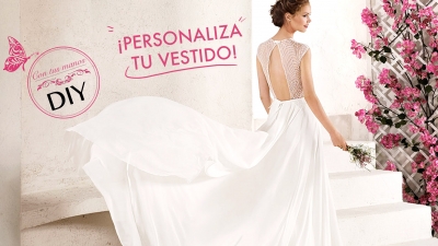 vestido brocado con volantes en cuerpo blanco para novia boda civil