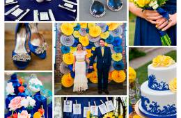 Inspiración para bodas vintage en azul y amarillo