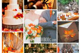 Inspiración en naranja, verde y madera para bodas en otoño