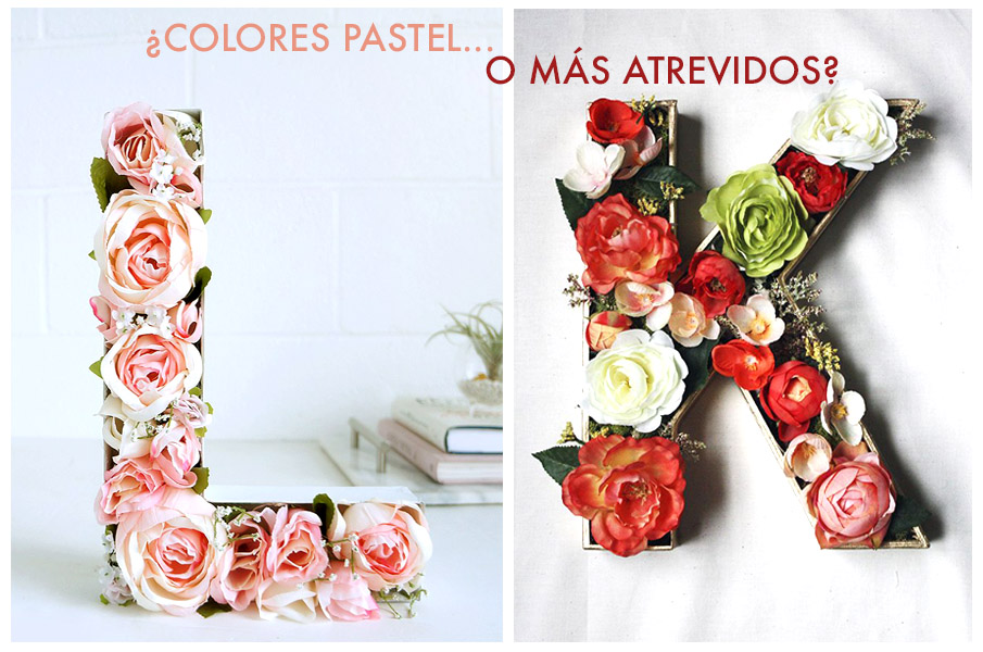 Idea original letras gigantes boda flores primavera