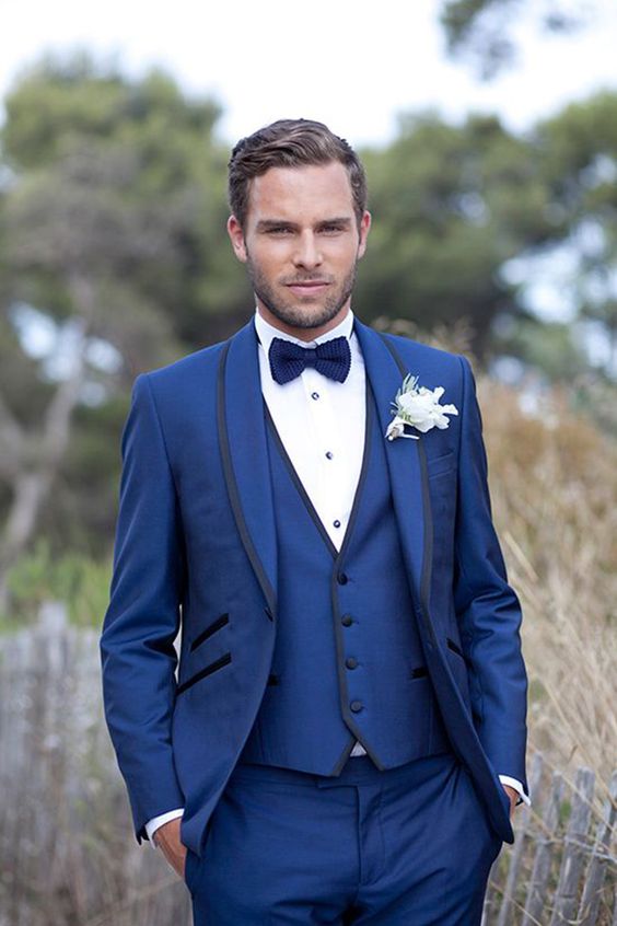 trajes novios azul