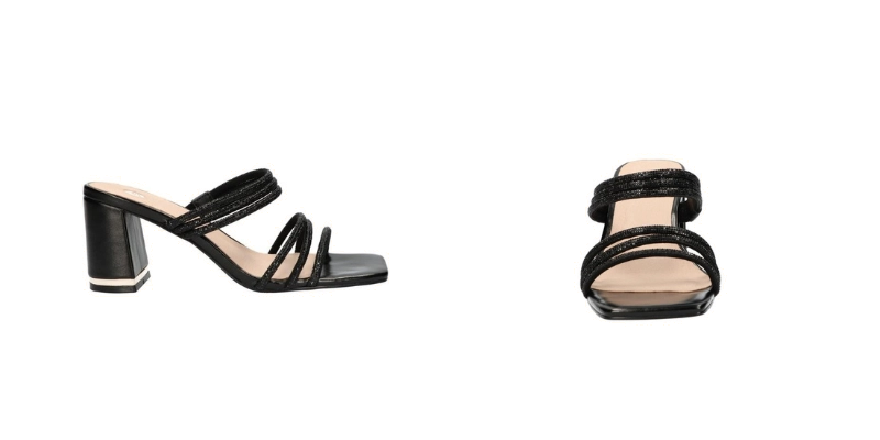 Sandalias negras de tacón bajo y delgadas