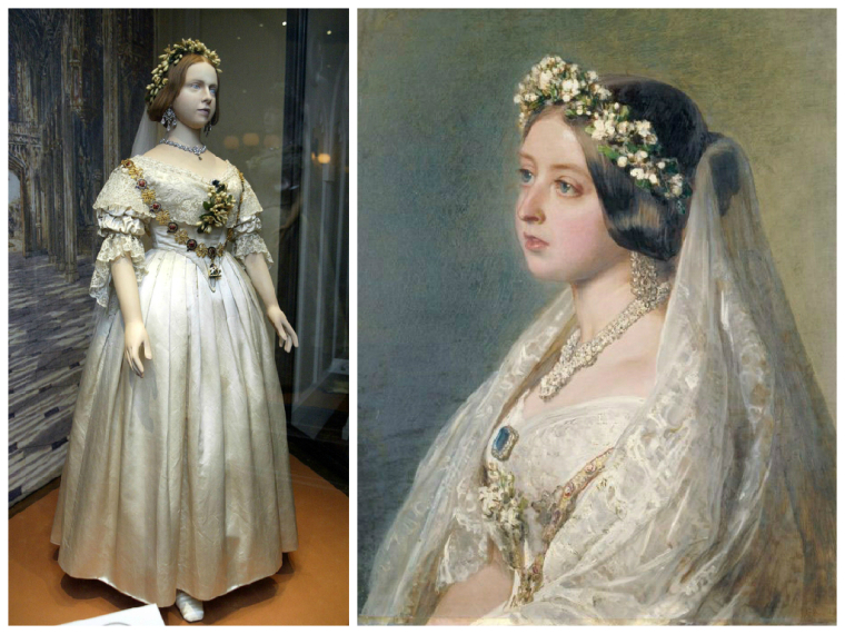 la reina vistoria con vestido blanco - Novias reales que marcaron tendencia en la moda nupcial